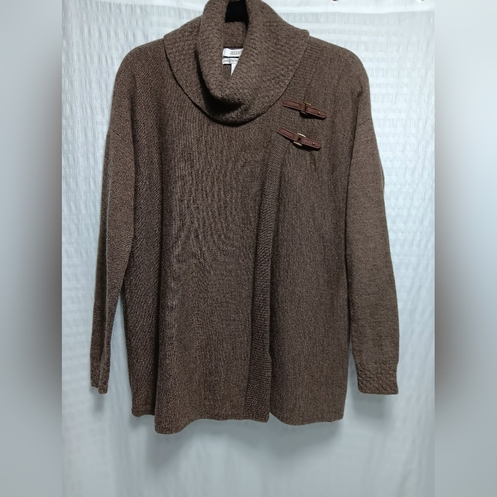 Ellen Tracy 💯 Extra Fine Merino Wool Cowlneck Wrap Sweater. Size M